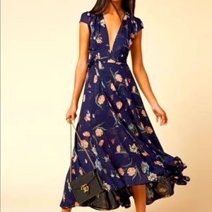 Reformation Laura Dress Navy Floral